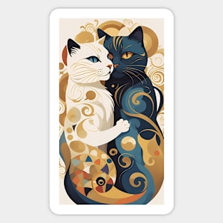 Gustav Klimt's Feline Embrace: Cats Inspired by 'The Kiss Sticker